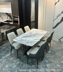 Mẫu Bàn Ăn 6 Ghế Mặt Đá Cẩm Thạch 2359S