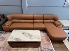 Sofa Da Bò Gỗ Mun 1135T