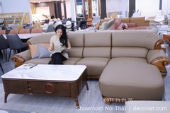 Sofa Gỗ Mun Da Bò Sang Trọng 1053T