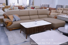 Sofa Gỗ Mun Da Bò Sang Trọng 1053T