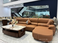 Sofa Gỗ Mun Tự Nhiên Bọc Da Bò 1091T