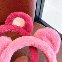 Bờm Cài Tóc Phủ Lông Hình Tai Gấu Hồng LOTSO