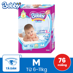 Bỉm-Tã dán Bobby size M 76 miếng (6-11kg)
