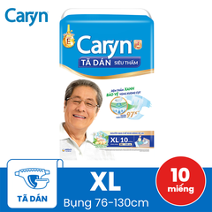 Tã dán giấy Caryn Siêu Thấm size XL 10 miếng (hông 76 -130 cm)