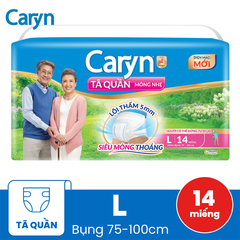 Tã quần năng hoạt  Caryn loại mỏng nhẹ size L (bụng 75-100 cm) - 14 miếng