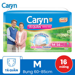 Tã quần năng hoạt Caryn loại mỏng nhẹ size M (bụng 60-85 cm) - 16 miếng