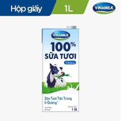 Sữa tươi tiệt trùng Vinamilk 100% ít đường - hộp giấy 1L