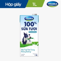 Sữa tươi tiệt trùng Vinamilk 100% không đường - hộp giấy 1L