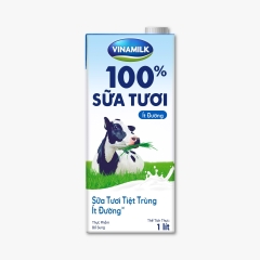 Sữa tươi tiệt trùng Vinamilk 100% ít đường - hộp giấy 1L