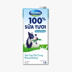 Sữa tươi tiệt trùng Vinamilk 100% không đường - hộp giấy 1L