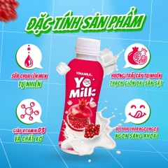 Sữa chua uống Yomilk Lựu đỏ - thùng 24 Chai x 150ml