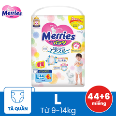 Bỉm-Tã quần Merries size L 44+6 miếng (9-14kg)