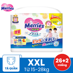 Bỉm-Tã quần Merries size XXL 26+2 (15-28kg)