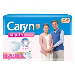 Tã quần năng hoạt Caryn loại mỏng nhẹ size XL (bụng 90 -125 cm) - 12 miếng