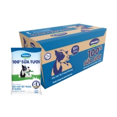 Sữa tươi tiệt trùng ít đường Vinamilk 100% Sữa tươi - thùng 48 bịch x 220ml
