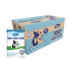 Sữa tươi tiệt trùng không đường Vinamilk 100% Sữa tươi - thùng 48 bịch x 220ml