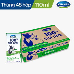 Sữa tươi tiệt trùng Vinamilk 100% có đường - Lốc 4 hộp 110ml