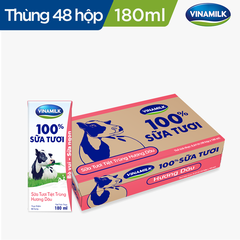 Sữa tươi tiệt trùng Vinamilk 100% hương dâu - Lốc 4 hộp 180ml