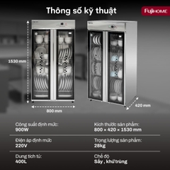 Tủ Sấy Chén Bát Tiệt Trùng Dung Tích Lớn Fujihome DD400A