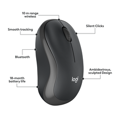 Chuột máy tính không dây Logitech M240 Silent Bluetooth GRAPHITE (910-007122)