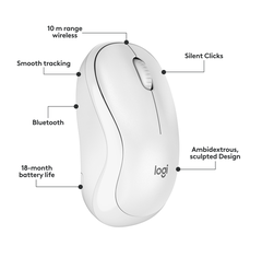 Chuột máy tính không dây Logitech Bluetooth M240 , màu trắng (910-007123)