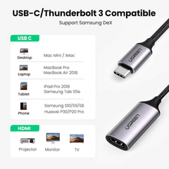 Cáp USB Type C to HDMI hỗ trợ 4K@60Hz chính hãng Ugreen 70444