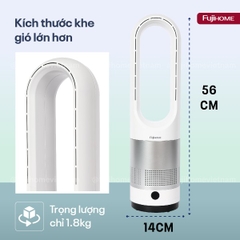 Quạt không cánh mini, lọc không khí khử khuẩn Anion + UV kết nối WIFI Fujihome BF18