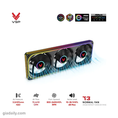 Bộ quạt tản nhiệt VSP T3 Normal Fan ARGB Infinity Mirror Đen (3 quạt liền khối) - Giá Đại Lý