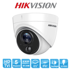 Camera HDTVI DS-2CE71H0T-PIRL bán cầu 5MP - tích hợp cảm biến PIR + đèn