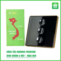 Công tắc cảm ứng BLE Hunonic Premium, HV, màu Đen (3 Nút)