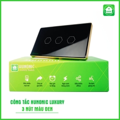Công Tắc Thông Minh Hunonic Luxury (Hình Chữ Nhật) (Đen) (3 Nút)
