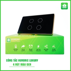 Công Tắc Thông Minh Hunonic Luxury (Hình Chữ Nhật) (Đen) (4 Nút)