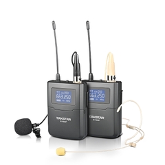 Bộ micro không dây tầm xa cài đầu, cài ve áo UHF hai kênh M2-FP