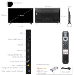 Google Tivi TCL 4K 43 inch 43P635 MỚI 2025