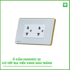 Ổ CẮM THÔNG MINH HUNONIC S2 CÓ TIẾP ĐỊA VIỀN VÀNG (Trắng) (HNSSK02T)