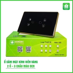 Ổ cắm Hunonic có tiếp địa viền Vàng (Đen) (HNLSK02D)