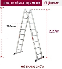 THANG NHÔM GẬP ĐA NĂNG 4 ĐOẠN FUJIHOME ML104