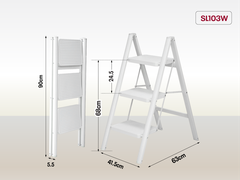 Thang ghế gấp gọn thông minh 3 bậc FUJIHOME SL103W (Màu Trắng)