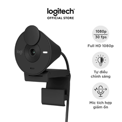 webcam máy tính logitech brio 300 graphite (Đen) (960-001437)