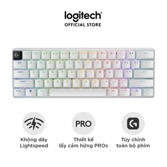 Bàn phím Gaming Không dây Logitech G PRO X 60 LIGHTSPEED 60% RGB Switch GX Tactile (Trắng) (920-011935)