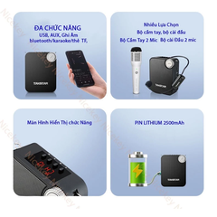 Loa trợ giảng E500W phiên bản sử dụng một micro không dây cài đầu và một micro không dây cầm tay