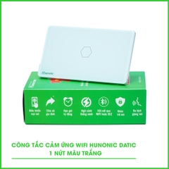 Công tác càm ứng WiFi Hunonic 1 Nút, HCN (Trắng) (HN01SCT)