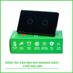 Công tác cám ứng WiFi Hunonic 2 Nút, HCN (Đen) (HN02SCD)