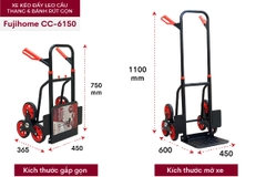 XE KÉO ĐẨY LEO CẦU THANG 6 BÁNH RÚT GỌN FUJIHOME CC-6150