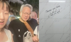 Jensen Huang ký lên tường nhà vệ sinh, 'bao trọn' quầy bắp nướng