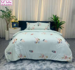 BỘ DRAP LỤA TENCEL 5 MÓN THẮNG LỢI HOẠ TIẾT