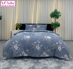 BỘ DRAP LỤA TENCEL 5 MÓN THẮNG LỢI HOẠ TIẾT