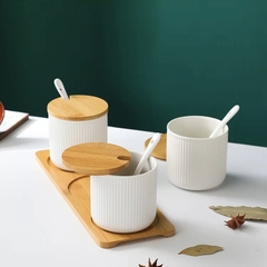 Hũ gia vị Châu Âu trơn nắp gỗ