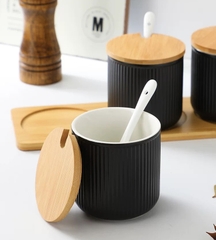 Hũ gia vị Châu Âu trơn nắp gỗ