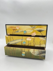 SƠN MÀI MỸ NGHỆ - TỦ HOA SEN 3 TẦNG